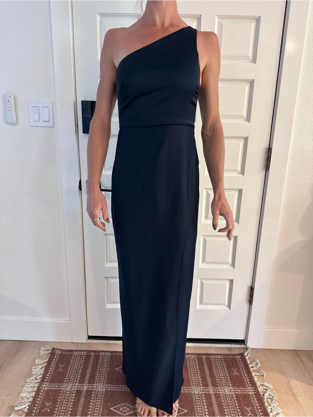 BHLDN One-Shoulder Navy Blue Formal Dress